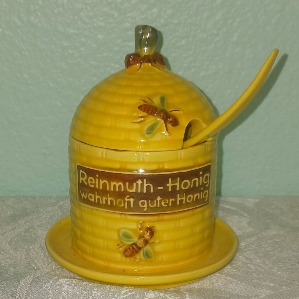 Vintage Goebel W Germany Honey Pot with Lid and Spoon ca. 1960 - 1972
